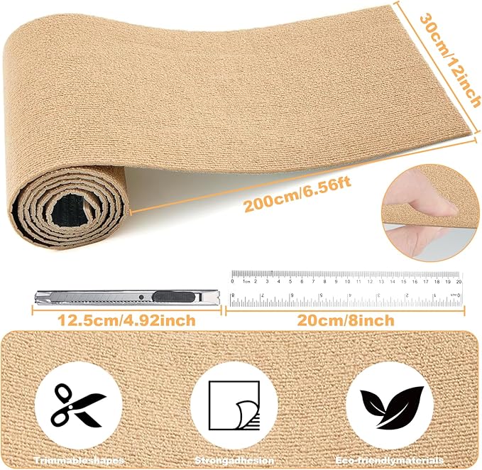 Rabbit Scratcher Mat - DIY Trimmable Self-Adhesive Bunny Scratch Pad Roll, 12 Inch x 3.28 ft Small Animal Scratching Rug for Cage, Biting, Sleeping & Nesting,Safe Scratch Mat for Rabbits & Small Pets