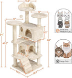 Topeakmart 54in Cat Tree, Cat Tower w/Large Cat Condo Scratching Posts and Perch, Cat Stand House Furniture, Beige