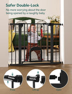 Babelio 36" Tall Upgraded Baby Gate with Cat Door,29-43" Auto Close Durable Dog Gate for Stairs,Doorways and House,Easy Walk Thru,Includes 4 Wall Cups,Black