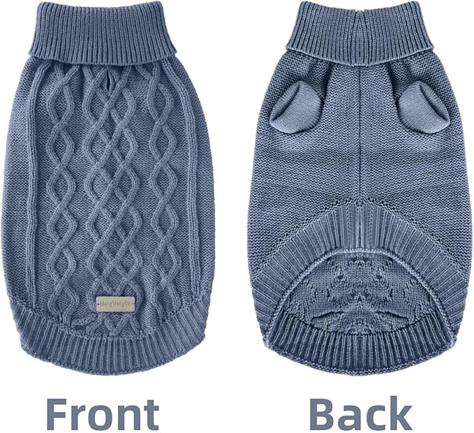 Small Dog Sweater, Soft Knit Dog Clothes for Spring Transition, Lightweight Puppy Outfit for Pomeranian, Yorkie, Chihuahua; Stylish Doggy Apparel for Spring Morning Walks (Dark Blue, M)