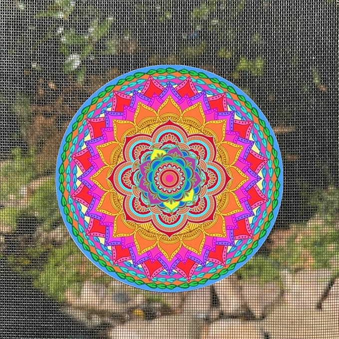 Screen Door Magnets Double Sided – Keep People, Kids, and Dogs from Running into a Screen Door. Saver - Robbins Aria Rainbow Mandala
