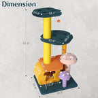 NUNU LAB Mushroom Cat Tree, Multi-Level Cat Tower, Mushroom Cat Scratching Post, Cute Cat Tower, with Cat Scratching Post, Cat Bed & Interactive Balls, for Indoor Cats (D-068, 26.8 * 22.8 * 53.4)