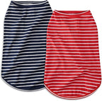 Koneseve Dog Shirt Vest Lightweight Stretchy Dog T-Shirt Soft Cool Shirts Sleeveless Stripe Vests Breathable Clothes for Puppy Kitty Cats Small Medium Large Dogs 2 Pack Red + Blue [ XL ]