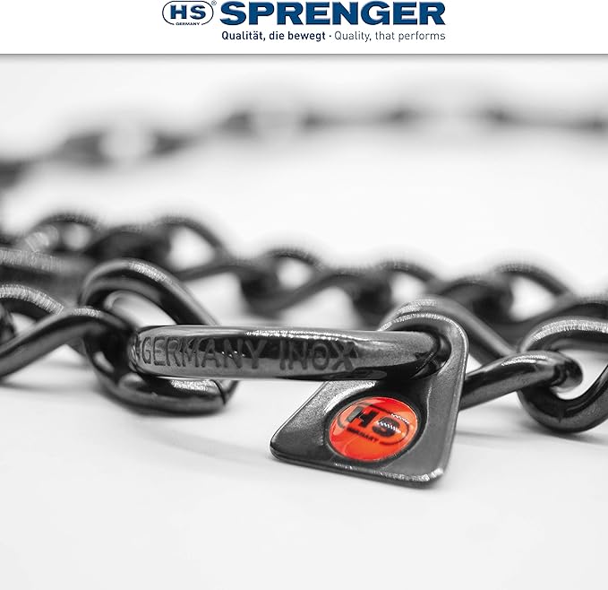 Herm Sprenger – Black Stainless Steel Fur Saver Dog Collar – Medium Link – Professional Training Collar – Assembly Chain – Correction Slip Chain – Made in Germany (18 inches (45 cm))
