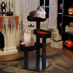 Happy & Polly Gothic Cat Tree with Coffin Bed - 40.9" Black Cat Tower with Soft Mats (Red)