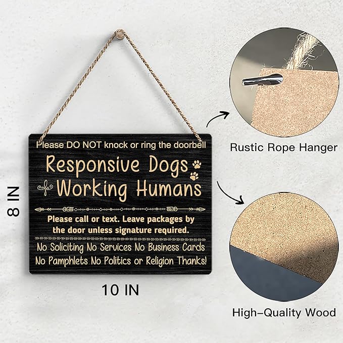 No Soliciting Sign For House, Do Not Knock Or Ring Doorbell, Do Not Knock Or Ring Doorbell, Rustic Hanging Sign For Front Door, Nursery Home Bedroom - f002