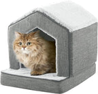 Orthopedic Cat House for Indoor Cats,Small Dogs,Super Soft Cat Bed Cave,Condos, Cubes,Cat Hideaway,Covered,Cat Bed for Kitty Small Medium Large Pet (Gray, 18" L x 15" W x 17" Th)
