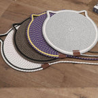 LOS ANDES 15.7'' Cat Scratcher Mat, Natural Cotton Rope Round Pad for Cats, Indoor Scratching Pads with Chew Rope and Ball, Cat Furniture Protector for Wall, Couch, Carpets, Sofa