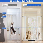 59 Inch Extra Tall Pet Gate for Cats,29.5-43" Adjustable Wide Dog Gates,No Drilling Pressure Mounted Walk Through Tall Cat Gate for Doorways,Hallway,Stairs