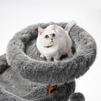 Aesthetic Cat Tree Tower for Large Cats, Large Cat Tree for Maine Coon Indoor Cats with Faux Fox Fur, Solid Wood Sisal Scratching Post, Perches, Platform & Toy Ball