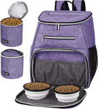 BAGLHER丨Dog Travel Bag Backpack, Airline Approved Pet Supplies Backpack, Dog Travel Bag with 2 Silicone Collapsible Bowls and 2 Food Baskets Purple