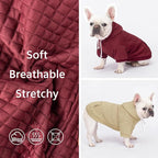 2 Pack Dog Hoodie Sweaters for Small Medium Dogs Warm Dog Clothes for Large Dogs Soft Waffle-Like Laminated Sweatshirt Bulldog (Brown+Wine Red, XS (Back: 10",Chest: 13", Neck: 9"))