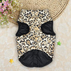 Idepet Pet Dog Cat Coat with Leash Anchor Color Patchwork Padded Puppy Vest Jacket Teddy Chihuahua Costumes Pug Cloth XS S M L(X-Large,Leopard)