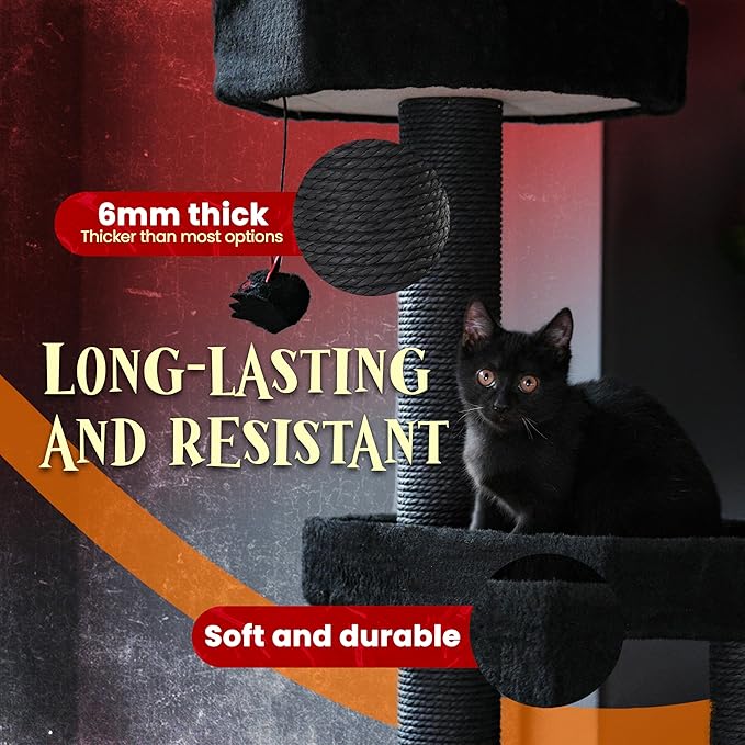 Gothic Cat Tree-Spooky Cat Tree with Coffin Bed,Cat Condo,Thick Scratching Post for Halloween