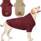 2 Pack Dog Hoodie Sweaters for Small Medium Dogs Warm Dog Clothes for Large Dogs Soft Waffle-Like Laminated Sweatshirt Bulldog (Brown+Wine Red, XXL (Back: 26",Chest: 34.5", Neck: 25"))