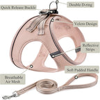 Dog Harness with Leash Set, No Pull Adjustable Reflective Step-in Puppy Pet Vest Harnesses for Small Medium Large Dogs and Cats,Light Pink XL