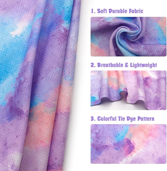 KYEESE 2Pack Dog Cooling Bandana, Breathable Cooling Bandanas for Small Medium Large Dogs, Neck Cooler Wraps for Summer Walking Outdoor, Purple+Blue