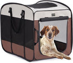 DONORO Dog Kennels and Crates for Medium Dogs, Portable Pop Up Indoor Pet Cage with Sturdy Wire Frame, Collapsible Travel Crate Soft Sided Cat Bag Escape Proof (Brown, 36.0" L x 23.0" W x 28.0" H)