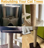 7.4cm 2.91in Diameter Cat Tree Scratching Post Replacement Jute Pole Parts for Cat Tower (15.75in/40cm, M8*2poles)