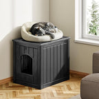 KAMABOKO Outdoor Cat House, Weatherproof PP Plastic Cat Shelter for Indoor & Outdoor Use, Durable All-Season Pet House for Feral & Stray Cats, Black