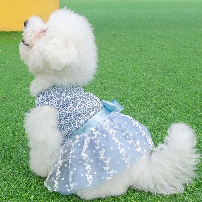 CuteBone Dog Birthday Dress Girl Puppy Skirt Tutu Cat Wedding Outfit Pet Party Clothes for Small Dogs Costume DD22XS