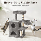 Modern Cat Tree with Scratching Posts, Cat Bed, Hammocks & Condos – Multi-Level Cat Tower for Playful Cats, 36" Modern Cat Tree Tower, Grey