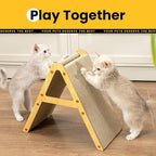 A-Frame Cat Scratcher Vertical & Horizontal Scratching pad for Multiple Cats, Double-Sided Scratch & Lounge Cardboard, Reclaimed Wood Look, Easy Assembly