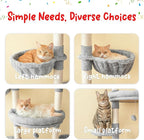 Cat Tree, Floor to Ceiling Cat Tower Adjustable Height [92.9-102.4 in=235-258cm], 7 Tiers Cat Climbing Play House with Scratching Post, Cozy Condo&Hammocks for Indoor Cats, Light Grey