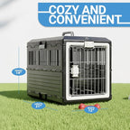 Pet Carrier with Pad, 21.5" L x 12" W x 14" H - Collapsible Travel Kit for Small Cats & Dogs, Hard Plastic Wall Kennel for Indoor/Outdoor Use