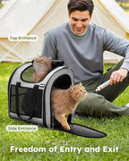 Pecute Cat Backpack with Widened Interior Space, Upgraded Dog Backpack Carrier with Various Ways to Carry, Pet Backpack with Breathable Mesh, Pet Travel Carrier with Soft Padded, Reinforced Support