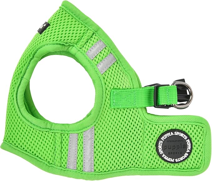 Puppia Soft Vest Dog Harness No Choke Step-in Reflective Triple Layered Breathable Mesh for Small and Medium Dog, Green, Large