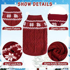 Warm Winter Pink Dog Sweater - Cold Weather Pet Clothes for Small Medium Large Dogs Indoor Outdoor, Soft Classic Knit Puppy Apparel Coat, Dark Red, XS