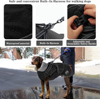 Doglay Dog Jacket Waterproof Dog Coat with Harness Built in, Christmas Puppy Winter Coat Reflective Turtleneck Puffer Snow Jackets for Small Medium Large Dogs