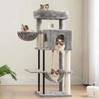 Cat Tree, Cat Tower for Indoor Cats, 43.3 inch Cat Tree Tower with Sturdy Steel Tube, Cat Hammock, Cat Condo for Small Cats and Kittens, Cat Scratching Post, Light Gray GCT004SW