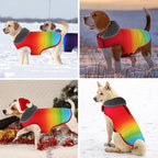 Dog Winter Coat, Waterproof Dog Jacket with Leash Hole, Reflective Adjustable Pet Snow Vest, Warm Fleece Sweater for Small Medium Large Dogs - Rainbow, 3XL