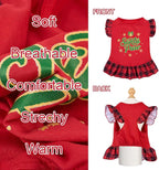 XPUDAC 4 Pack Christmas Dog Dress Plaid Puppy Clothes for Small Dogs Girl Cute Pet Outfit Doggy Apparel Cat Holiday Party Costume, Red, Green, XS