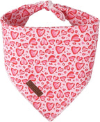 Valentine Triangle Pink Heart Bandana, Cotton Kerchief for Small to Medium Dogs or Cats, Adorable Puppy or Boy Dog Scarf