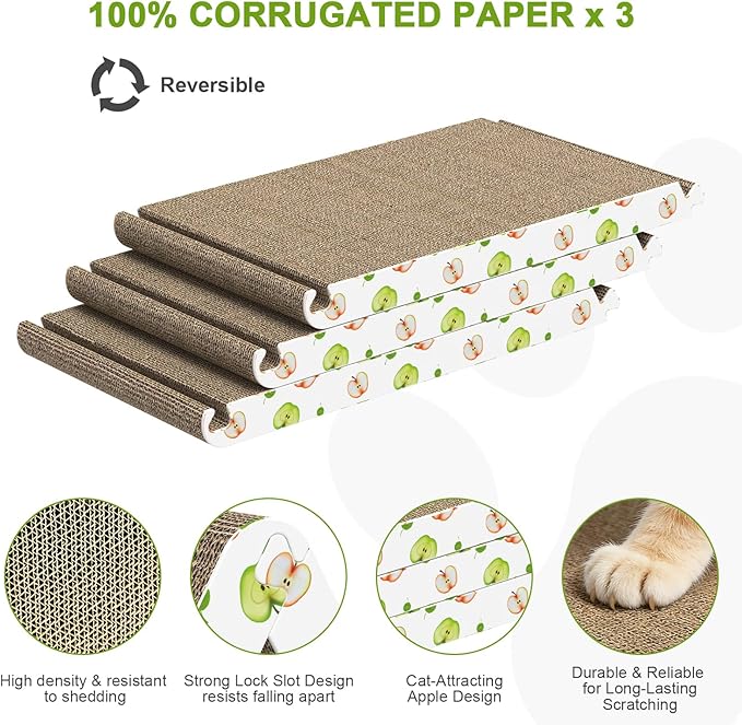 Cat Scratcher, Triangle Cat Scratching Board for Indoor Cats, 6 Usable Sides Cardboard Cat Scratcher with Catnip