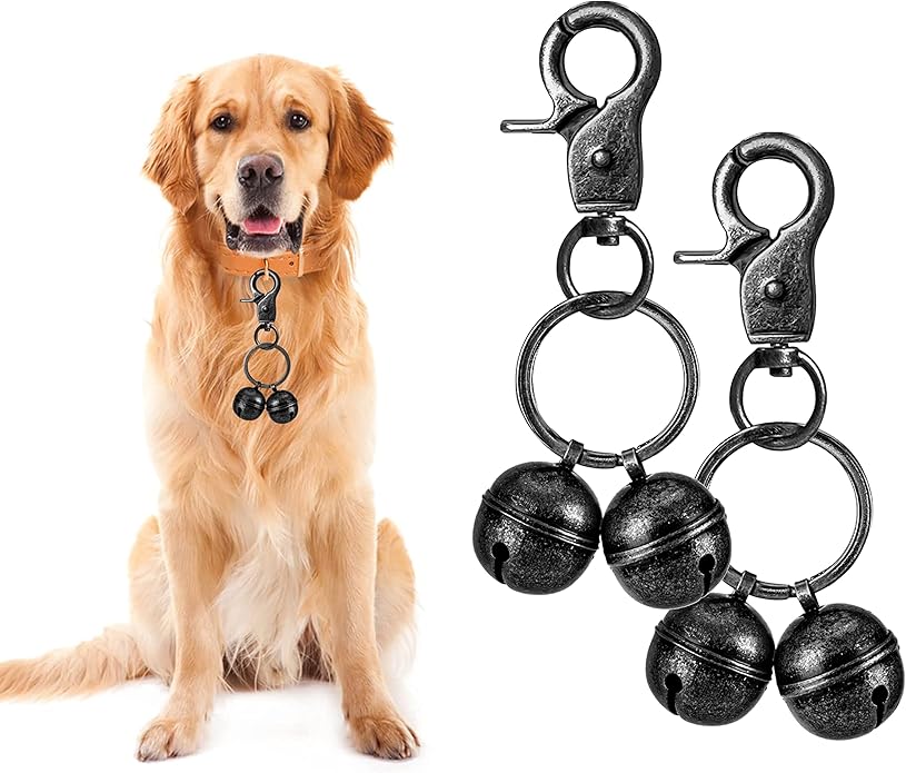 Cat & Dog Collar Bell, Pack of 2, Extra Loud Dog Bell for Pet Tracking & Saving Wildlife, Birds, Durable Iron Split Ring & Lobster Bell Clip (Nickel, 2 Pack)