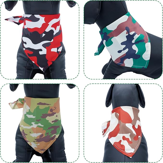 10PCS Dog Bandanas Camouflage Camo Military for Large Extral Large XL XXL Breed Dog Pink Purple Yellow Blue Kerchief Triangle Bibs Head Scarves for Boys and Girls Grooming Costume