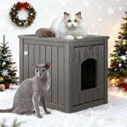 KAMABOKO Outdoor Cat House, Weatherproof PP Plastic Cat Shelter for Indoor & Outdoor Use, Durable All-Season Pet House for Feral & Stray Cats, Gray