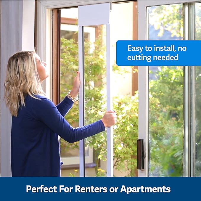 PetSafe Sliding Glass Pet Door - No-Cut DIY Install Doggy Door for Renters - Aluminum Frame - Adjustable Height 75 7/8" to 80 11/16" - Ideal for Large Dogs Up to 100 lb - Bronze
