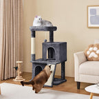 Yaheetech 42in Cat Tree Tower with Scratching Posts, Plush Condo, Ramp & Perch, Multi-Level Climber for Indoor Cats & Kittens, Dark Gray