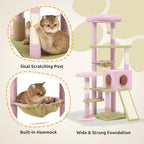 DWVO Flower Cat Tree for Large Cats: 61" Tall with Self-Grooming Brush, Cute Kitten Climbing Tower for Indoor Kittens with Cat Condo, Top Perch, Basktet, Sisal Scratching Posts, Dangling Ball