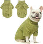 BEAUTYZOO Small Dog Sweater-Dog Sweatshirt Pullover Cable Knit Wear Classic Turtleneck Thick Cold Weather Clothes for Small Dogs, Medium Dogs, Puppies,Green Cable M (Back: 16", Chest: 21", Neck: 13")