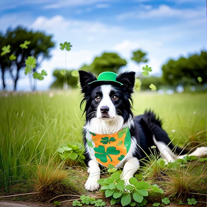 10PCS St.Patricks Day Dog Bandanas for Large XL Breed DogsTriangle Bibs Scarves Boys and Girls Grooming Accessories