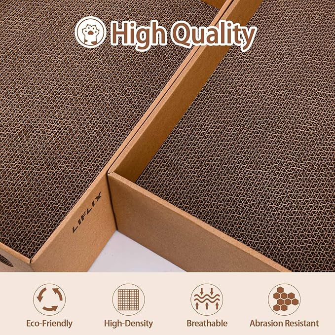 Cardboard Cat Scratcher with 2 Boxes, 6PCS Reversible Cat Scratch Pads in Large Cat Scratcher Box, 17.1" ｘ13.2 ｘ6.1