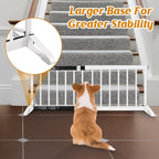 White Metal Dog Gate for Small Dogs - 13.3" Short Freestanding Puppy Gate with Retractable Sliding Rail, No Installation, Indoor/Outdoor Use, Foldable & Portable Pet Barrier