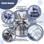 PETCARE Plaid Dog Dress Bow Tie Harness Leash Set for Small Dogs Cats Girl Cute Princess Dog Dresses Spring Summer Puppy Bunny Rabbit Clothes Chihuahua Yorkies Pet Outfits