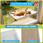 HoneyGuardian Cat Window Prech,Metal Support from Below with 4 Suction Cups, pet Bed, cat Window Hammock for Large Cats and Kittens